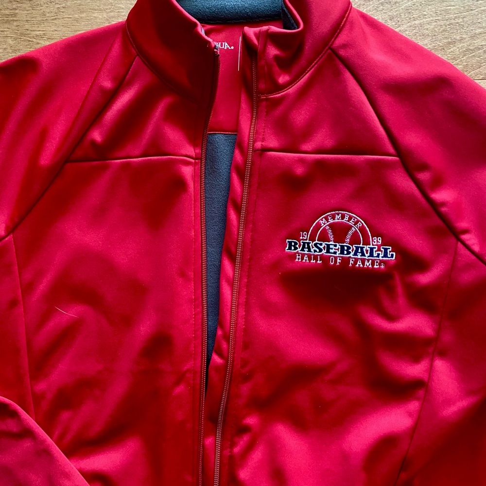 Baseball HALL of FAME Member Red Jacket Grey Fleece Lining Antiqua Men Small zip